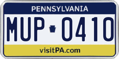 PA license plate MUP0410