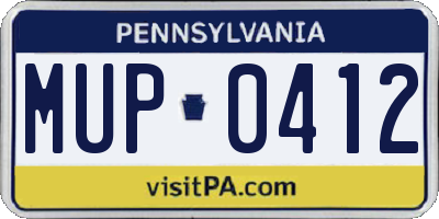 PA license plate MUP0412
