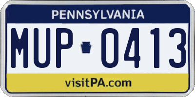 PA license plate MUP0413