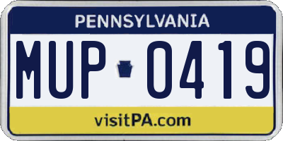 PA license plate MUP0419