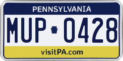 PA license plate MUP0428