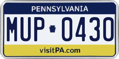 PA license plate MUP0430