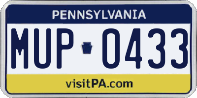 PA license plate MUP0433