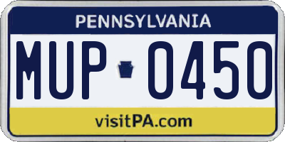 PA license plate MUP0450