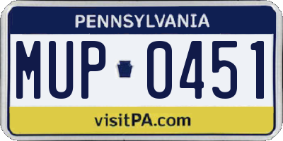 PA license plate MUP0451