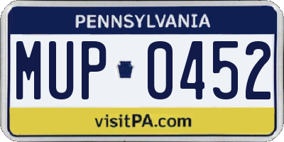 PA license plate MUP0452