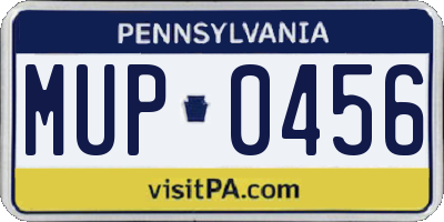 PA license plate MUP0456
