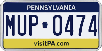 PA license plate MUP0474