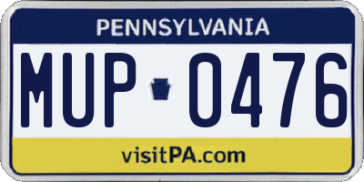 PA license plate MUP0476