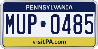 PA license plate MUP0485