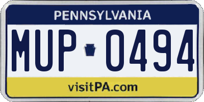 PA license plate MUP0494