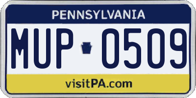 PA license plate MUP0509