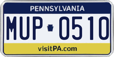 PA license plate MUP0510