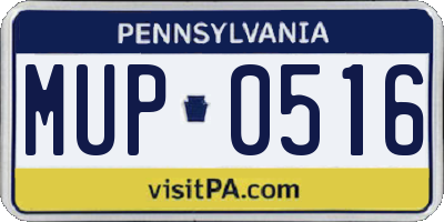 PA license plate MUP0516