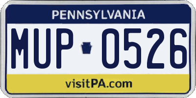 PA license plate MUP0526