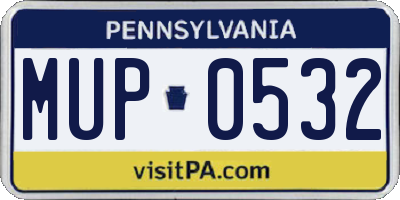 PA license plate MUP0532