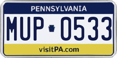 PA license plate MUP0533