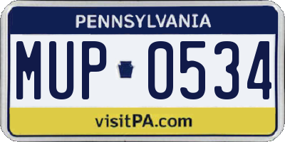 PA license plate MUP0534