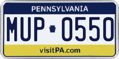 PA license plate MUP0550