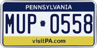 PA license plate MUP0558