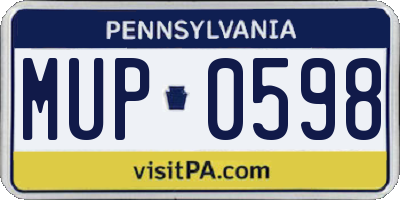 PA license plate MUP0598