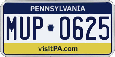 PA license plate MUP0625