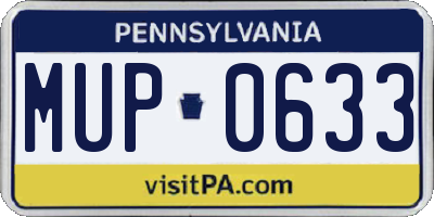 PA license plate MUP0633