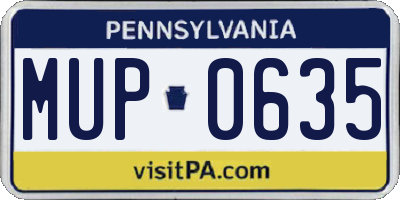 PA license plate MUP0635