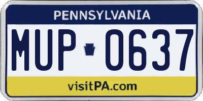 PA license plate MUP0637