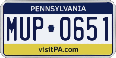PA license plate MUP0651