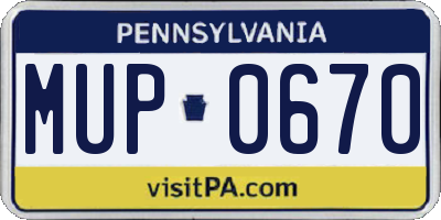 PA license plate MUP0670