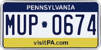PA license plate MUP0674
