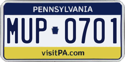 PA license plate MUP0701