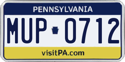 PA license plate MUP0712
