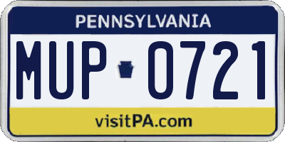 PA license plate MUP0721