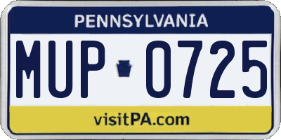 PA license plate MUP0725