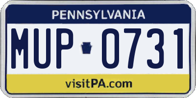 PA license plate MUP0731