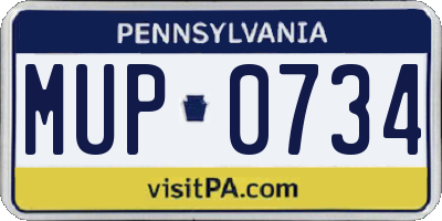 PA license plate MUP0734