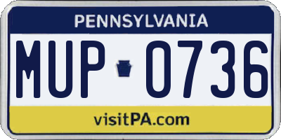 PA license plate MUP0736