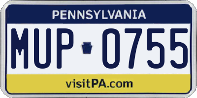 PA license plate MUP0755