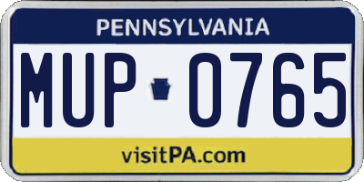 PA license plate MUP0765