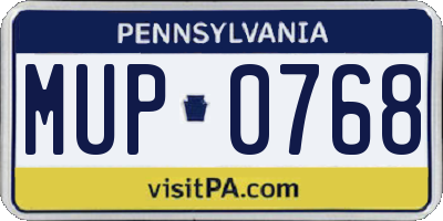 PA license plate MUP0768
