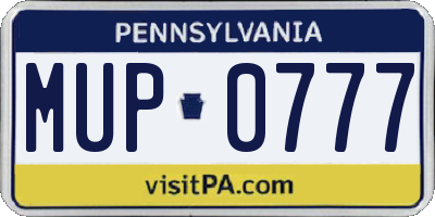 PA license plate MUP0777
