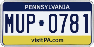 PA license plate MUP0781