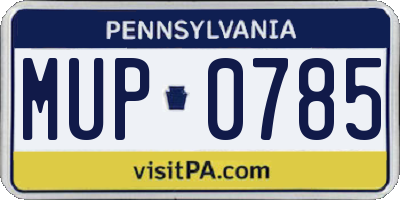 PA license plate MUP0785