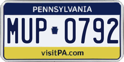 PA license plate MUP0792