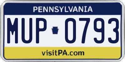 PA license plate MUP0793