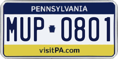 PA license plate MUP0801