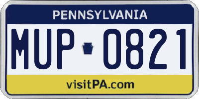 PA license plate MUP0821