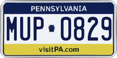 PA license plate MUP0829